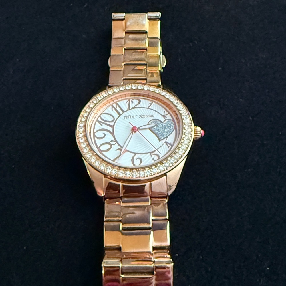 Preowned excellent Condition Betsy Johnson Gold Watch with Crystal Accents